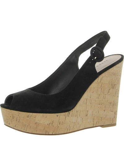 Veronica Beard Dali Womens Faux Suede Sling Back Wedge Heels In Black