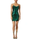 Alice And Olivia Nelle Spaghetti Strap Fitted Mini Dress In Emerald In Green