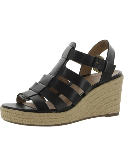 Vionic Womens Leather Gladiator Espadrilles In Black