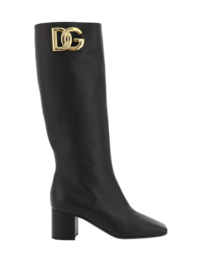 Dolce & Gabbana Nappa Leather Boots In Nero
