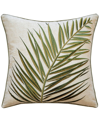 EDIEHOME NYBG TRI-COLOR EMBROIDERED FERN DECORATIVE PILLOW, 18" X 18"