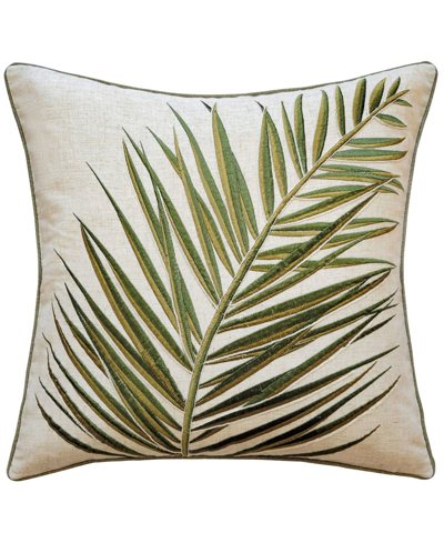 Ediehome Nybg Tri-color Embroidered Fern Decorative Pillow, 18" X 18" In Multi