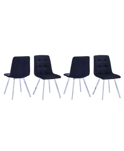 Best Master Furniture Huey 33" Velvet Fabric Side Chairs, Set Of 4 In Black