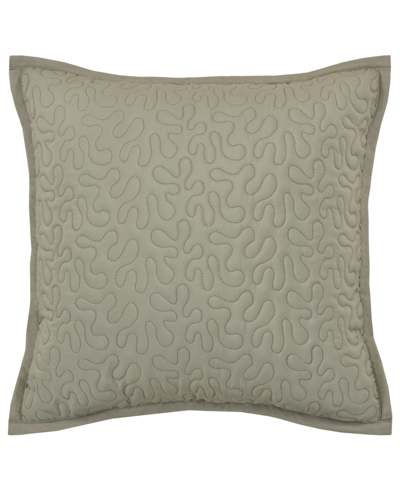 Royal Court Evergreen Square Quilted Decorative Pillow, 16" X 16" In Sage
