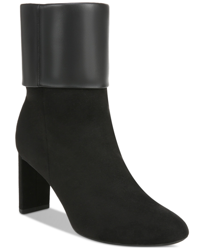 Alfani Women's Ajojo Fold-over Cuffed Dress Booties, Created For Macy's In Black Micro