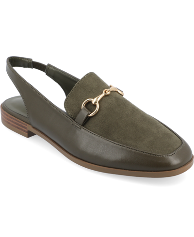 Journee Collection Women's Lainey Bit Sling Back Loafers In Olive