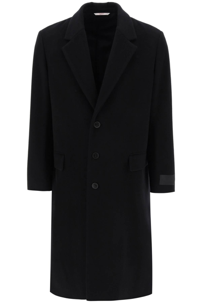 Valentino Single-breasted Coat In Black