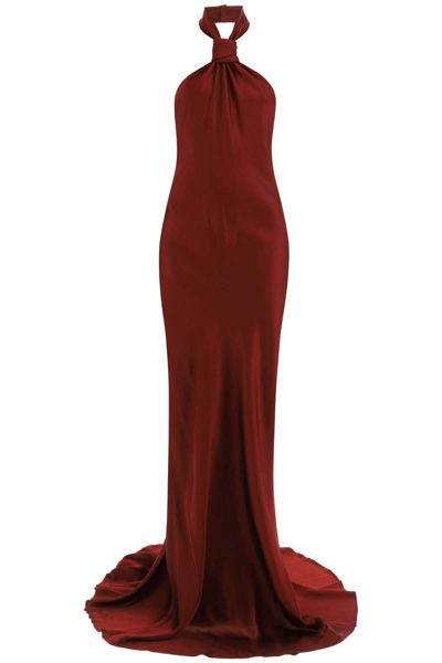 Ann Demeulemeester Ingeborg Satin Halter Neck Long Dress In Red | ModeSens