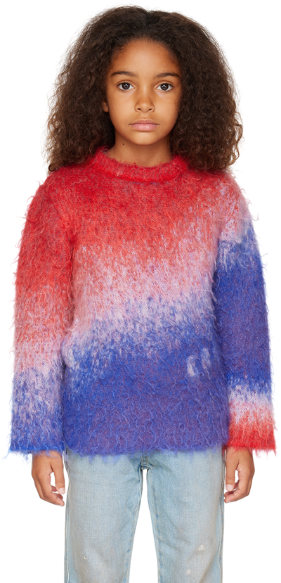 Erl Kids Red & Blue Gradient Sweater In Blue Red White