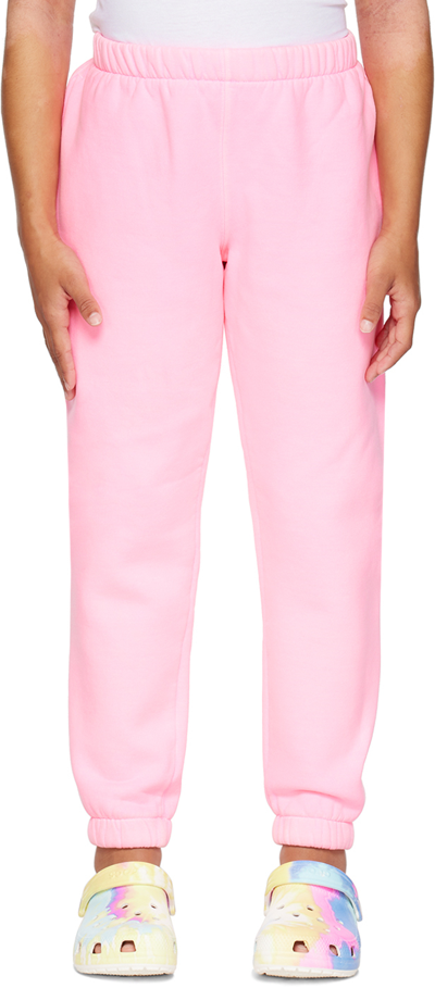 Erl Kids' Fleece-knit Track Pants In Pink