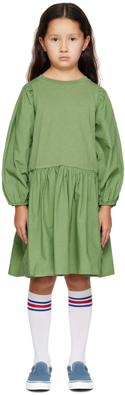 Molo Kids Green Cosette Dress In 8756 Moss Green