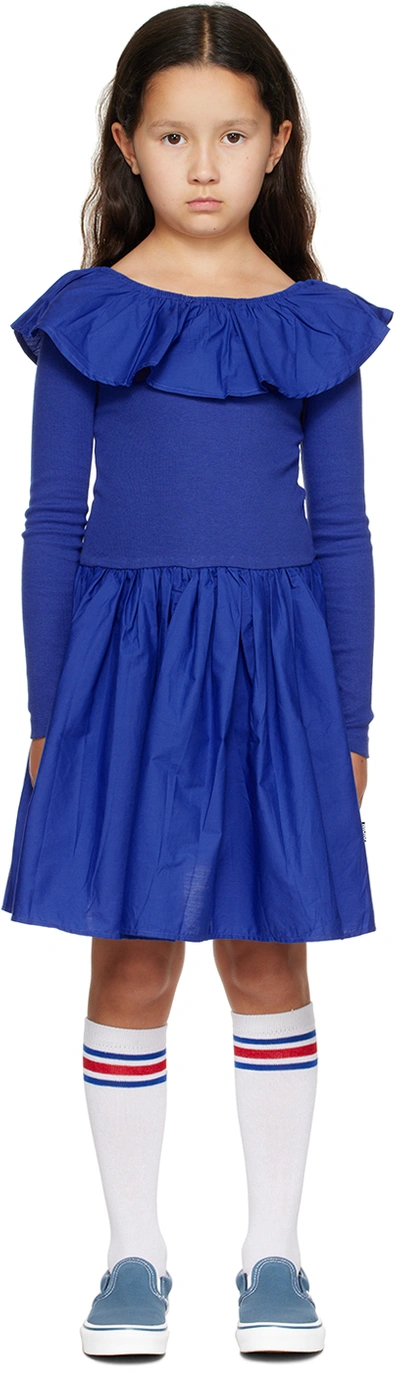 Molo Kids Blue Cille Dress In 8777 Twillight Blue