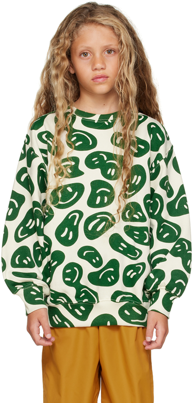 Molo Kids' Smiley Face-print Organic Cotton Sweatshirt In Green