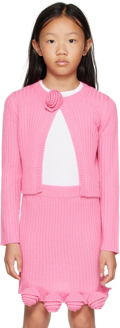 Miss Blumarine Kids Pink Open Cardigan