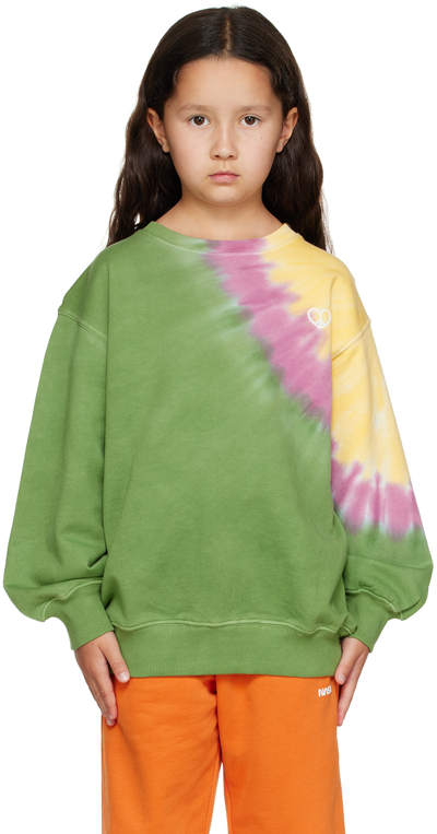 Molo Girl's Monti Tie Dye Graphic Sweatshirt In Green