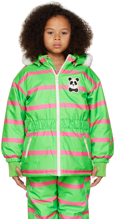 Mini Rodini Girls Green & Pink Waterproof Ski Jacket