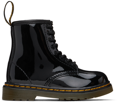 Dr. Martens' Baby Black 1460 Boots In Black Patent Lamper