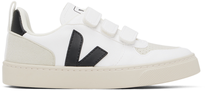 Veja Kids White & Black V-10 Sneakers In White_black