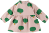 BOBO CHOSES BABY PINK GREEN TREE ALL OVER DRESS