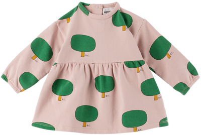 Bobo Choses Babies' Green Tree 印花棉连衣裙 In Pink