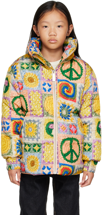 Molo Kids Multicolor Hally Puffer Jacket In Joyfull Crochet