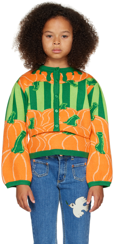 Helmstedt Ssense Exclusive Kids Orange & Green Ami Cardigan In Halloween Orange