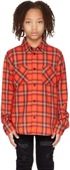 Amiri Logo-embroidered Check-pattern Shirt In Red-cotton