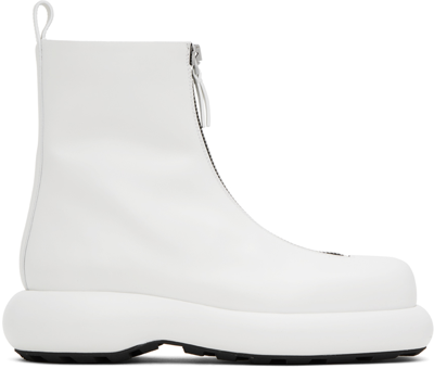 Jil Sander Zip-up Leather Boots In White