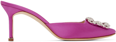 MANOLO BLAHNIK PURPLE HANGISIMU MULES