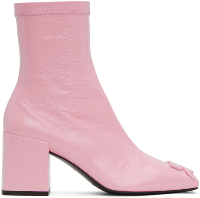 Courrèges High Heels Ankle Boots In Rose-pink Polyuretan