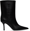 Alexander Wang Delphine Logo-embossed Silicone-trimmed Leather Ankle Boots In 001 Black