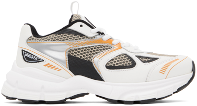 Axel Arigato White Marathon Runner Leather Sneakers In White,black,orange