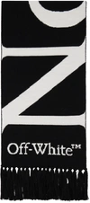 Off-white No Offence Intarsia-logo Scarf In Black White