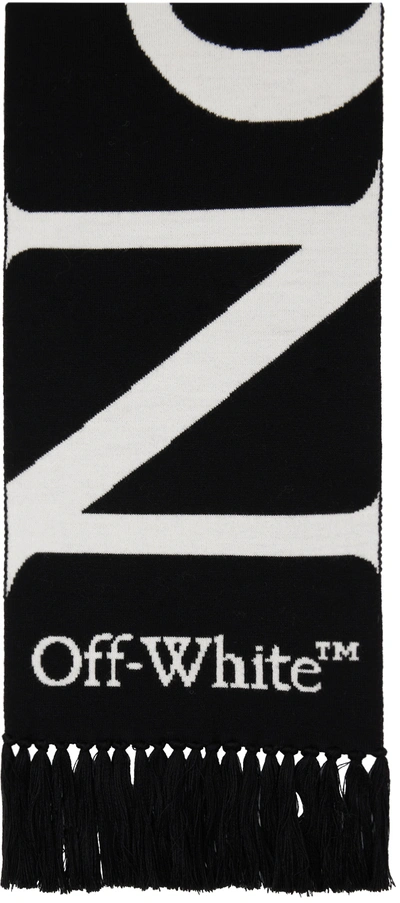 Off-white No Offence Intarsia-logo Scarf In Black