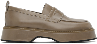 Ami Alexandre Mattiussi Lace-up Leather Loafers In Taupe/281