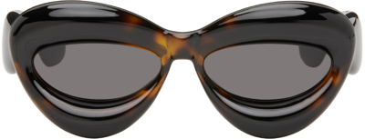 Loewe Tortoiseshell Inflated Sunglasses In 52a Havana