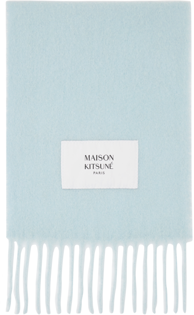 Maison Kitsuné Plain Scarf In Blue