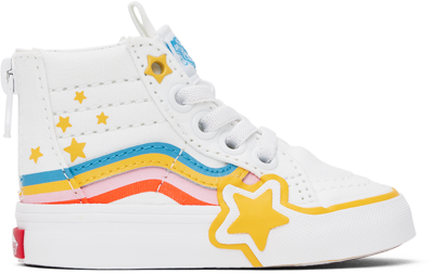 Vans Baby White Sk8-hi Zip Rainbow Star Sneakers In Cobra Kai True White/ Multi