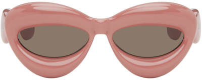 Loewe Fashion Show Inflatable  Lw40097i 72e Oval Sunglasses In Brown