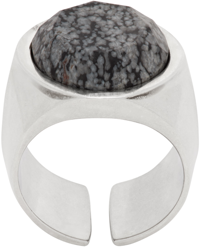 Isabel Marant Silver & Gray Alto Ring In 02fk Faded Black