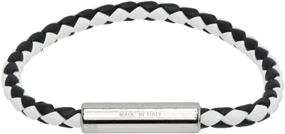 Marni Black & White Braided Leather Bracelet In Y9043 Black/white