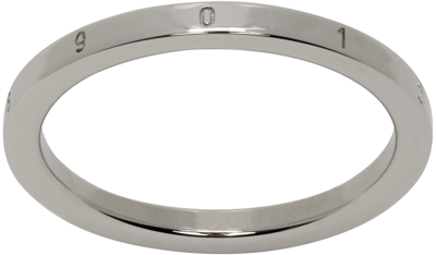 Mm6 Maison Margiela Silver Engraved Ring In 951 Polished Palladi