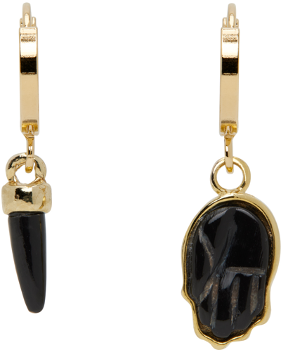 Isabel Marant Gold Mismatched Earrings In 01bk Black