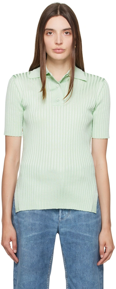 Jil Sander Women's Fitted Rib-knit Polo Top In Apple