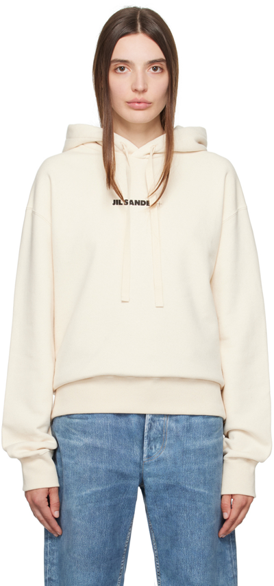 Jil Sander Logo印花抽绳连帽衫 In Neutrals