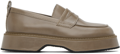 Ami Alexandre Mattiussi Taupe Square Toe Loafers In Taupe/281