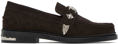 Toga Virilis Ssense Exclusive Brown Loafers In Dark Brown Suede