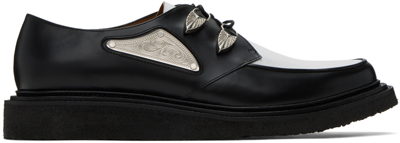 Toga Virilis Black & White Hardware Derbys In Black White Leather