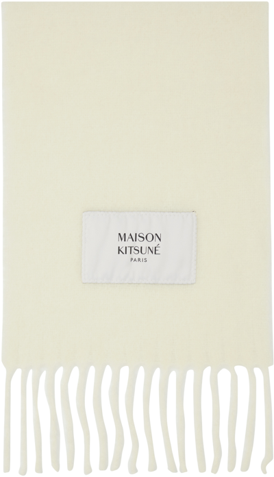 Maison Kitsuné Off-white Patch Scarf In Neutrals