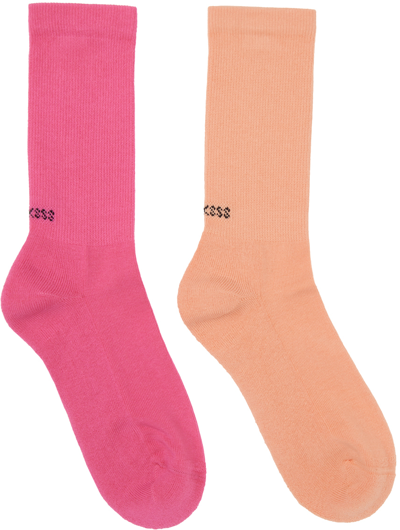 Socksss Two-pack Orange & Pink Socks In Cherry Peach/ Pink